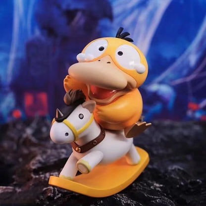 Hot Pokemon Anime Figures Psyduck Figure Gengar Riding A Rocking Horse Action Figurine Pvc Statue Model Dolls Childrens Toy Gift