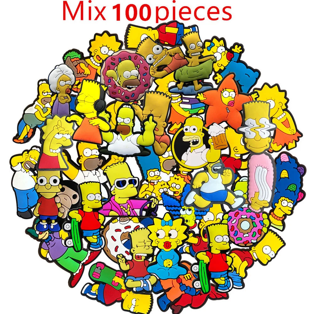 9-100Pcs Cartoon Shoe Charm Set PVC Slides Clog Sandal Shoes Accessories Decorations Buckle for Kids Party Gifts
