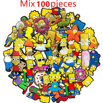 9-100Pcs Cartoon Shoe Charm Set PVC Slides Clog Sandal Shoes Accessories Decorations Buckle for Kids Party Gifts