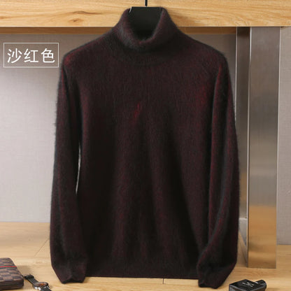 Men's Turtleneck 100% Mink Cashmere Sweater Men 2025 Autumn and Winter Large Size Loose Knitted Sweater Keep Warm Top Men Jumper