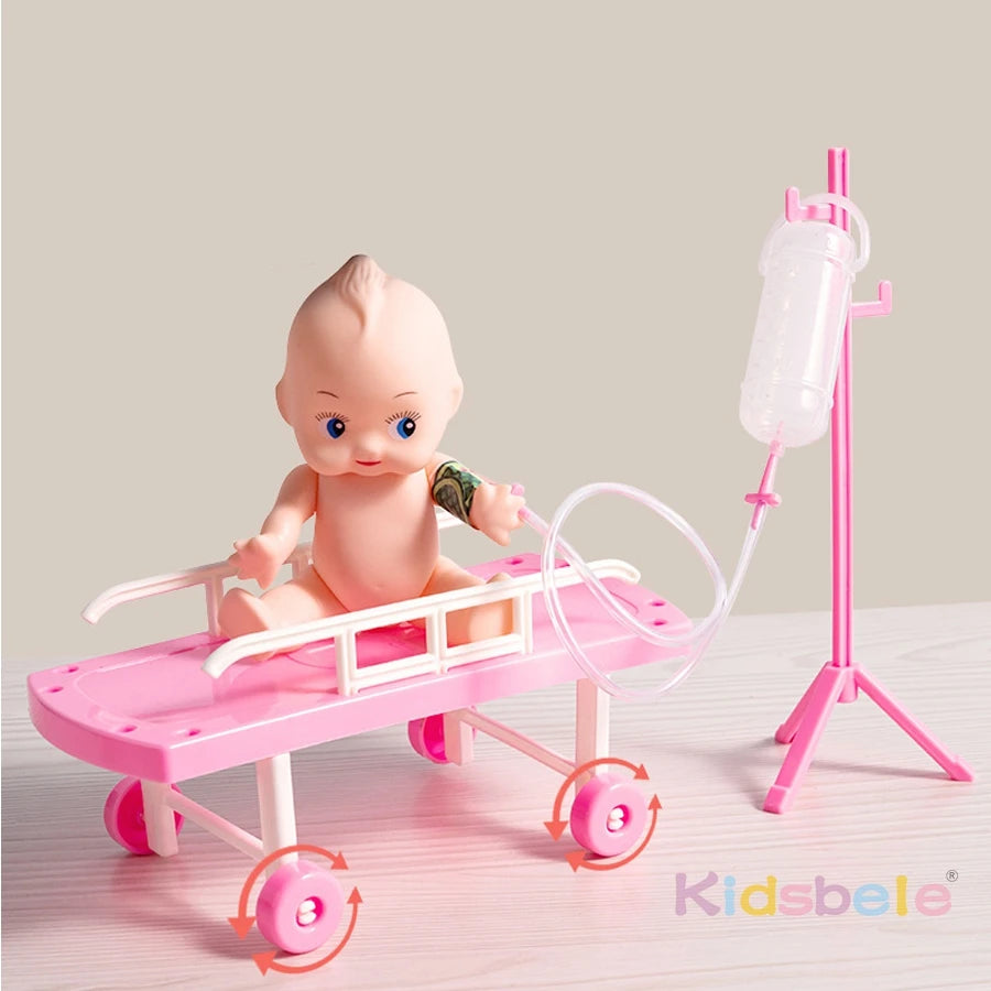 Kids Doctor, Dentist  Nurse Role Play Set  Medical Tools, Baby Doll  Carry Box IncludedPretend Medical Playset with Hospital Bed
