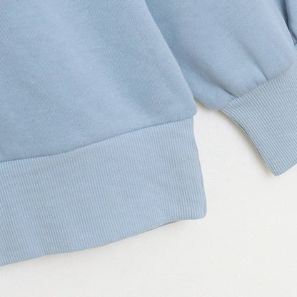 Cute Embroidered Fleece Lined Long Sleeve Hoodie Casual round Neck Loose Fit Anti Aging Women's Clothing Comfortable Sweatshirt