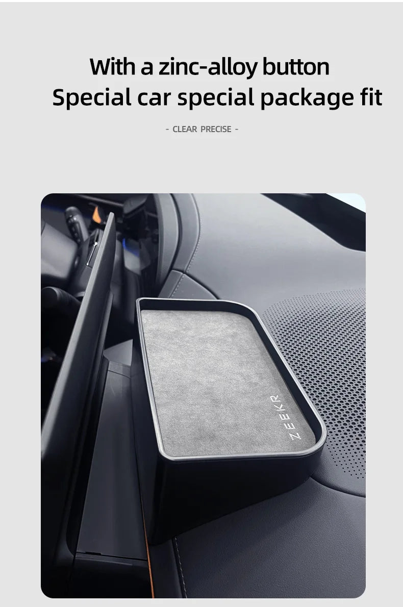 For Zeekr 001 2024 Storage Box Behind The Central Control Screen Navigation Screen Storage Alcantara suede Car Accessories
