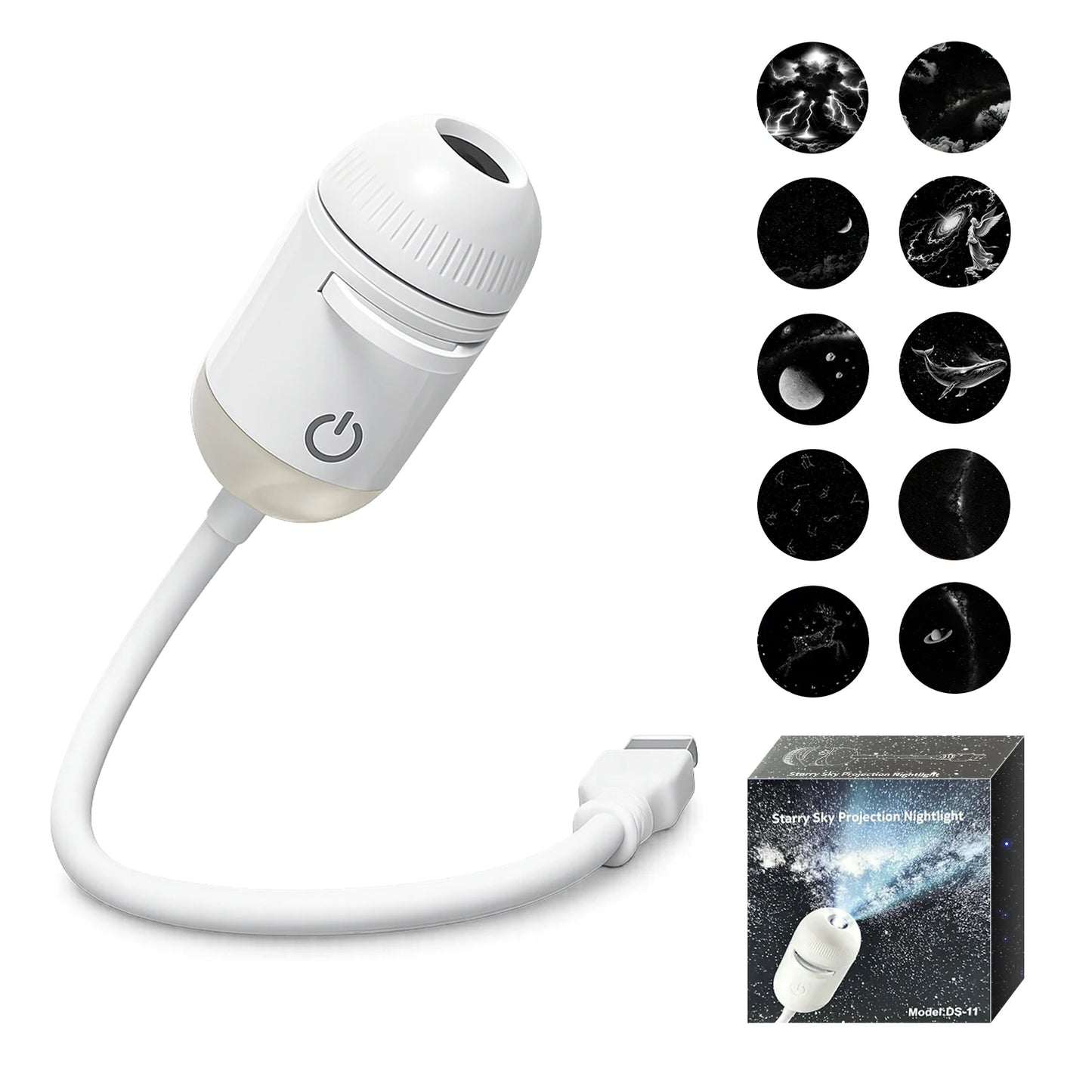 Romantic LED Starry Sky Night Light USB Powered Saturn Galaxy Projector Lamp for Car Roof Party Room Ceiling Decor Plug and Play