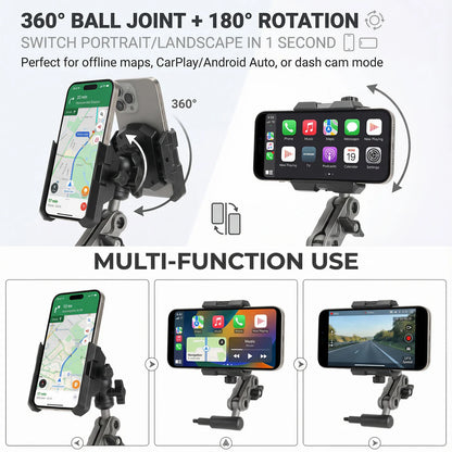 For Tank 500 Car Phone Holder, Car A-Pillar Fixed Phone Holder 360° Rotatable Aluminum Alloy Arm Anti-Shake Phone Stand Base