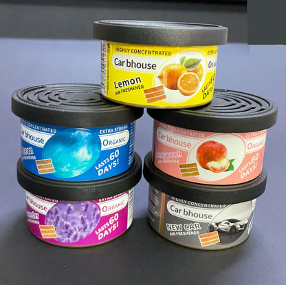 organic air freshener tank, bubble gum scent, 3 anti-spill blocks per can, perfect for car scent, new car scent