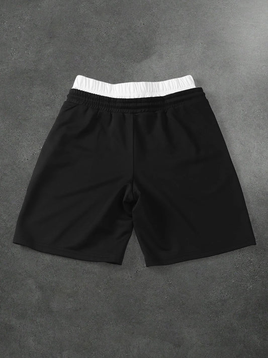 Men's Oversized Streetwear Shorts Brand Dual Waist Star Cross Embroidery Polyester Black Multi Color Shorts S-2XL All Size 1Pc