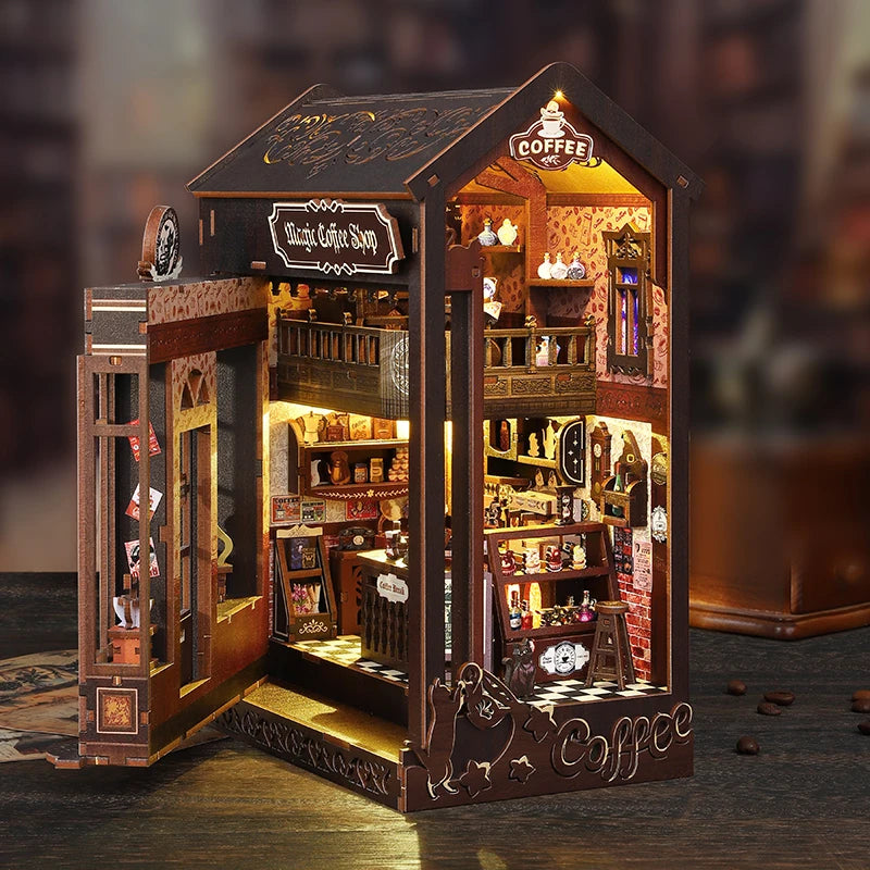 DIY Book Nook Wooden Dollhouse Furniture Light Kit Doll House Casa Miniature Accessories Handmade Wooden Toys Birthday Gifts
