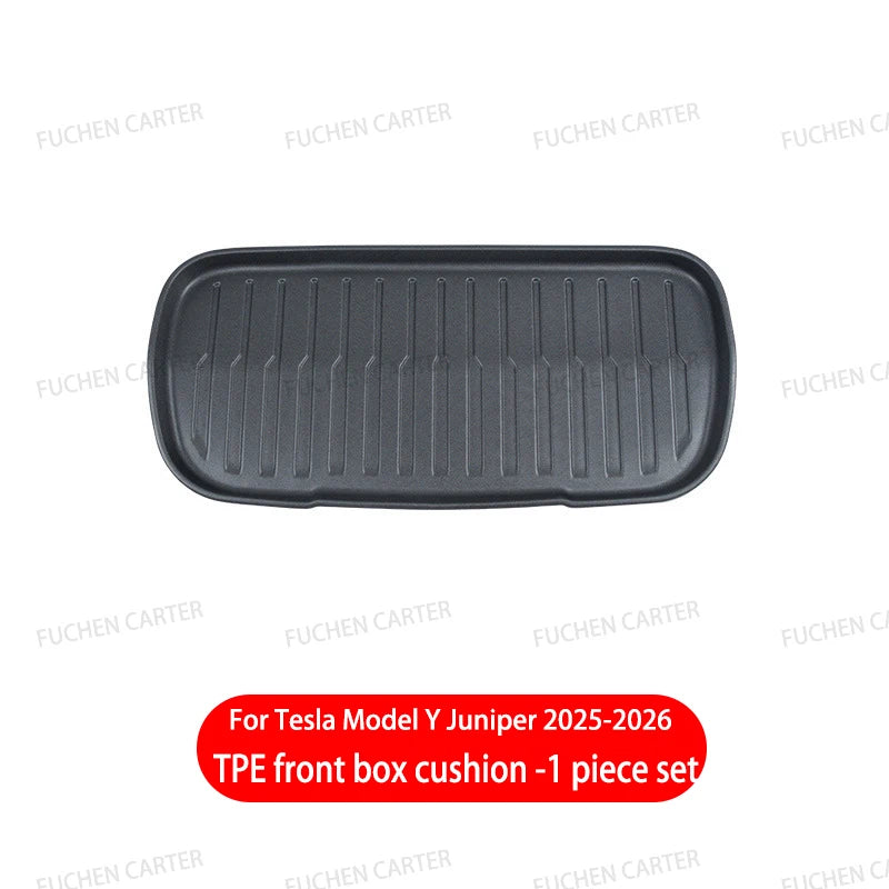 For Tesla Model Y Juniper 2025 2026 TPE Car Front Rear Trunk Mat Waterproof Wear-resistant All Weather Trunk Mats Backrest Mats