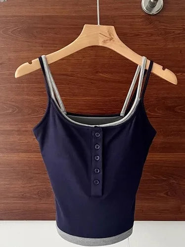25 Styles Spicy Girl Single Wear Inner Wear Outer Wear Color Block Halter  with Chest Pad Vest Beautiful Back