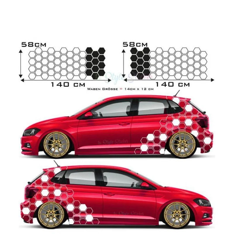 Honeycomb Side Door Back Sticker Fender Car Sticker Universal Hexagon Design Vinyl Stickers Decal Ade Kit
