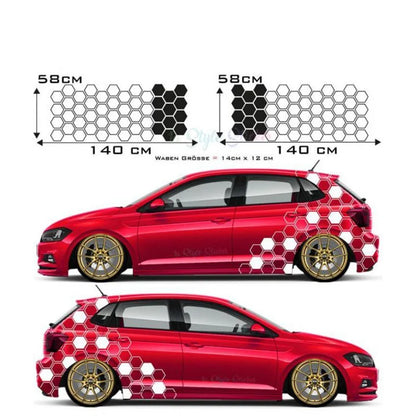 Honeycomb Side Door Back Sticker Fender Car Sticker Universal Hexagon Design Vinyl Stickers Decal Ade Kit