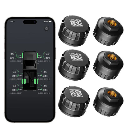 6PCS RV Truck Tire Pressure Monitoring System Bluetooth TPMS Mobile Phone APP Disp With 6 External Sensors For RV Truck External