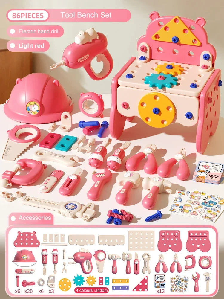 Children's Toolbox Puzzle Assembly Toys Simulation Electric Drill Screw Removal Multi-Functional Education Toys for Boys Girls