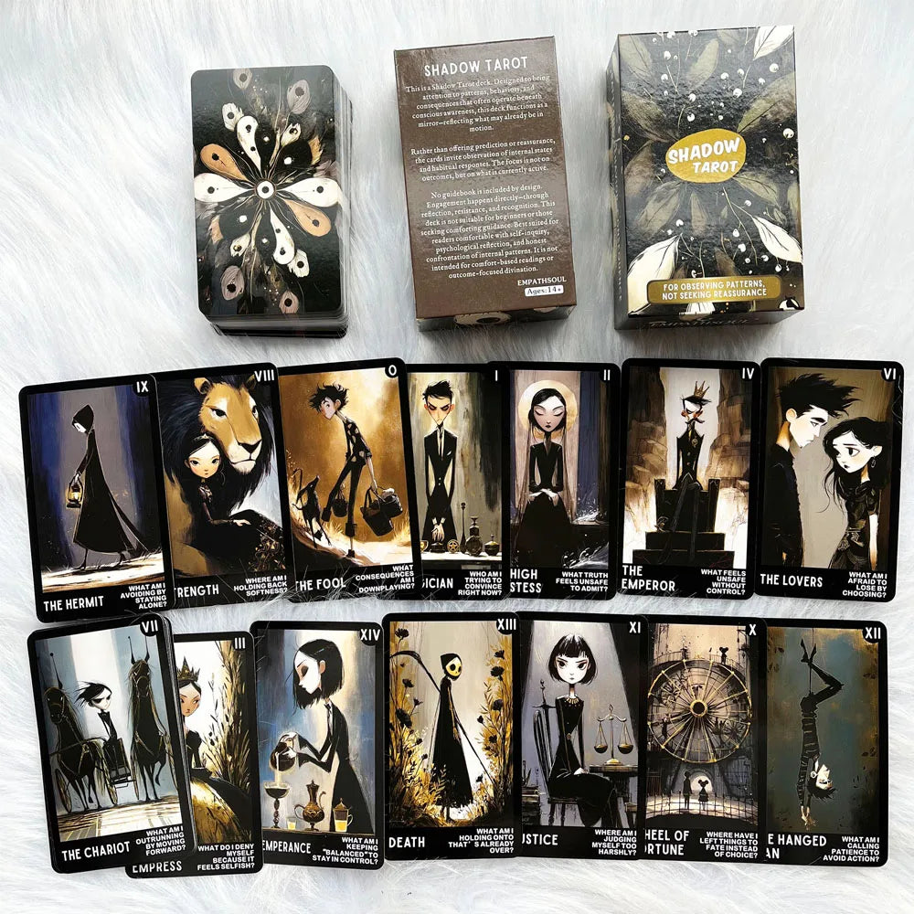 Shadow Tarot Cards Set, 80 Pieces, 13x8 Cm Size, Ideal for Reflection & Resistance Techniques, Not Suitable for Beginners
