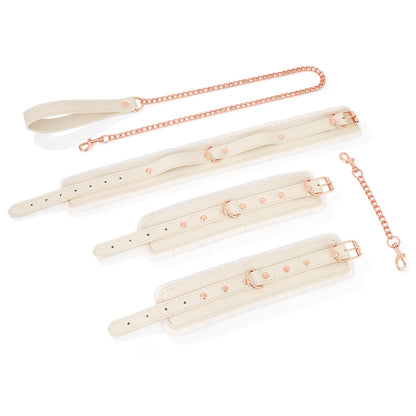 White PU Leather Sex Handcuffs Ankle Cuffs And Collar Bdsm Bondage Set Sex Toys for Couples Womens Erotic Accessories Products ﻿