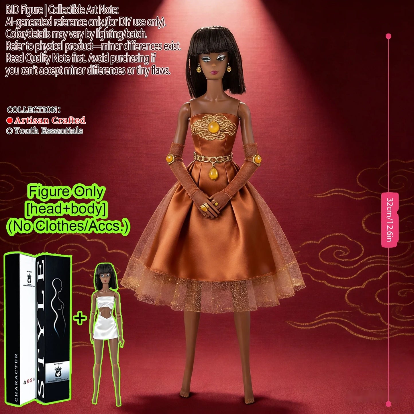 12.6 Inch 1/6 Fashion BJD MJD Supermodel Doll Ball Jointed Posable Collectible Realistic Hair NoClothes