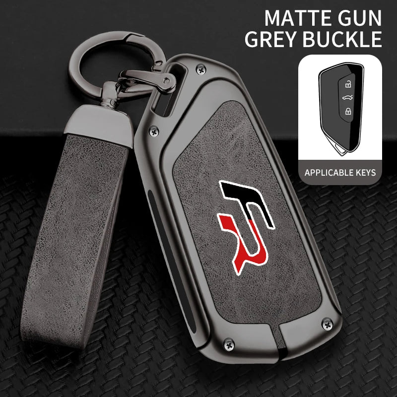 Suitable for Seat Ateca Leon FR 2 Ibiza zinc alloy car key cover high-end genuine leather car key case buckle auto accessories