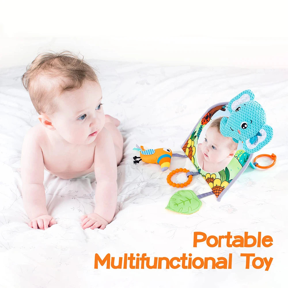 Baby Mirror Car Seat Toys Rear Teether and Crinkle Pape Fun Travel Infant  Tummy Time Toys Babies Carseat Toy for Newborns Gifts