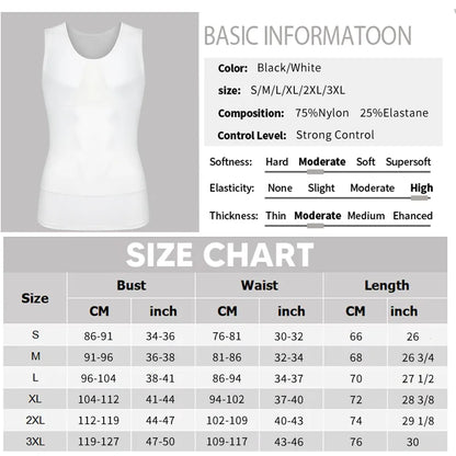 Compression Vest for Men High Elastic Fajas Double Layer Tummy Control Body Shaper Mesh Bust Shapewear Slimming Underwear