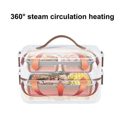 110V/220V Electric Lunch Box Portable Food Fast Heating Lunch Box 304 Stainless Steel Warmer Multi-Layer Office Lunch Box 800ml