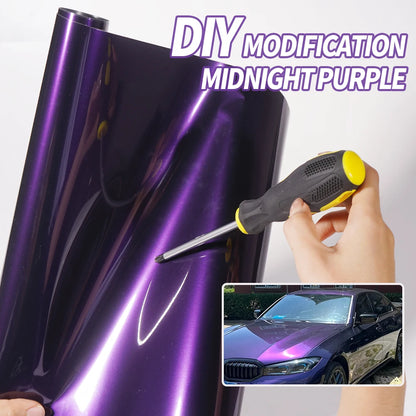Premium PET High Glossy Midnight Purple Vinyl Wrap Film Car Wrapping Motorcycle DIY Sticker Decal Air Release Self Adhesive