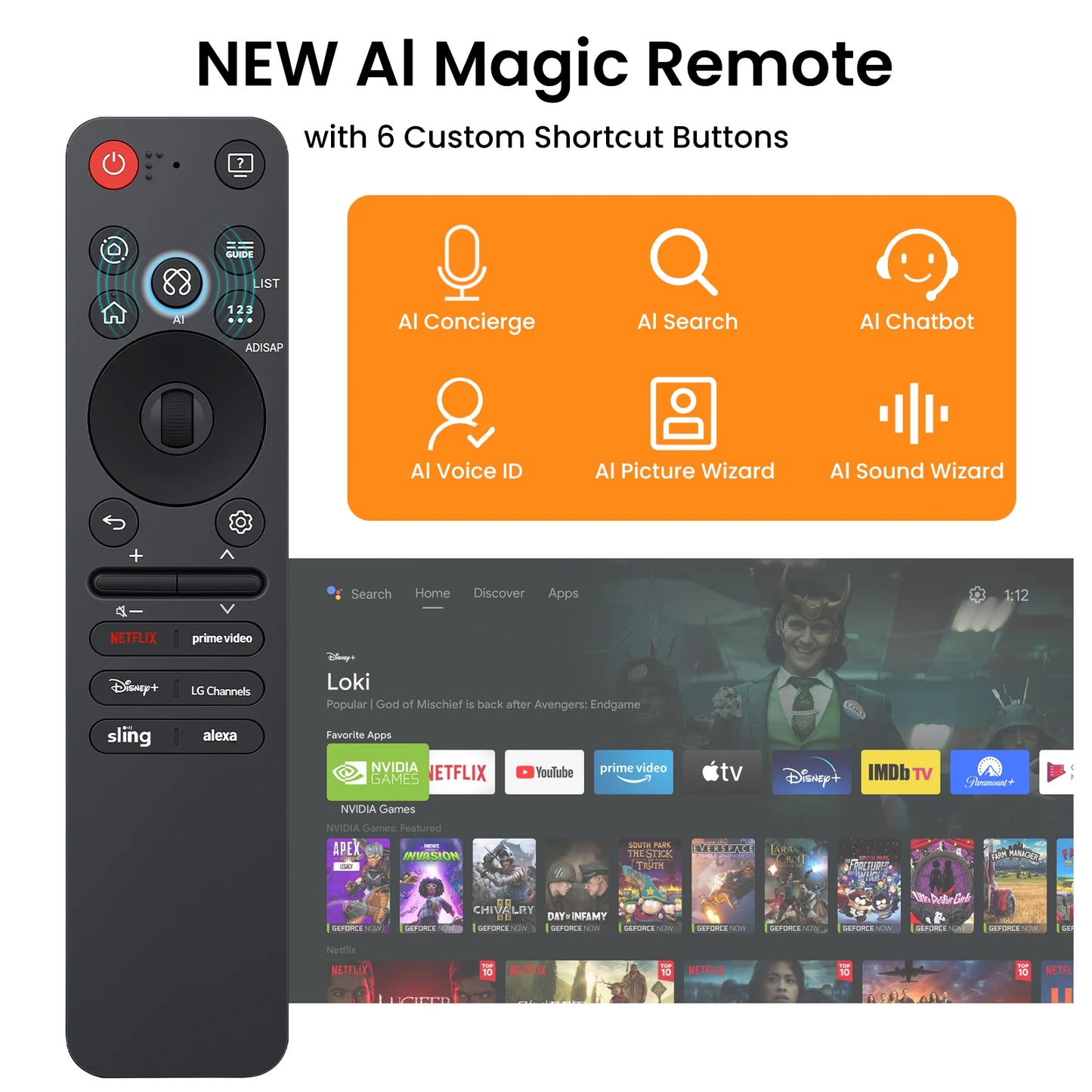 Replacement AN-MR25GA AI Magic Remote with Voice and Pointer,Compatible with 2019-2025 LG Smart TVs OLED, QNED, UHD, LED, LCD