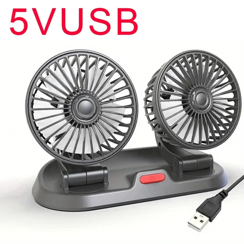 1/2/3 Head Car Fan 360° Adjustable Air Fan Automotive Electric Fan USB/12V/24V Fan 2 Speeds Car Silent FanHome Desk Office&Car