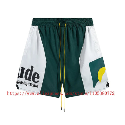 New Arrival RHUDE Print Casual Shorts Loose Street Shorts with Pockets Men's High Quality Shorts