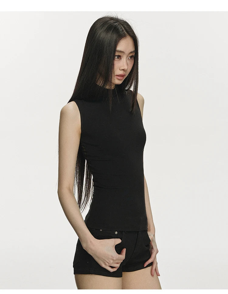 Yedinas Black Back Sheer Summer Tank Tops Sexy Sleeveless Tees Original Design Tanks Slim Korean Fashion Chic 2000s Clothes Y2k