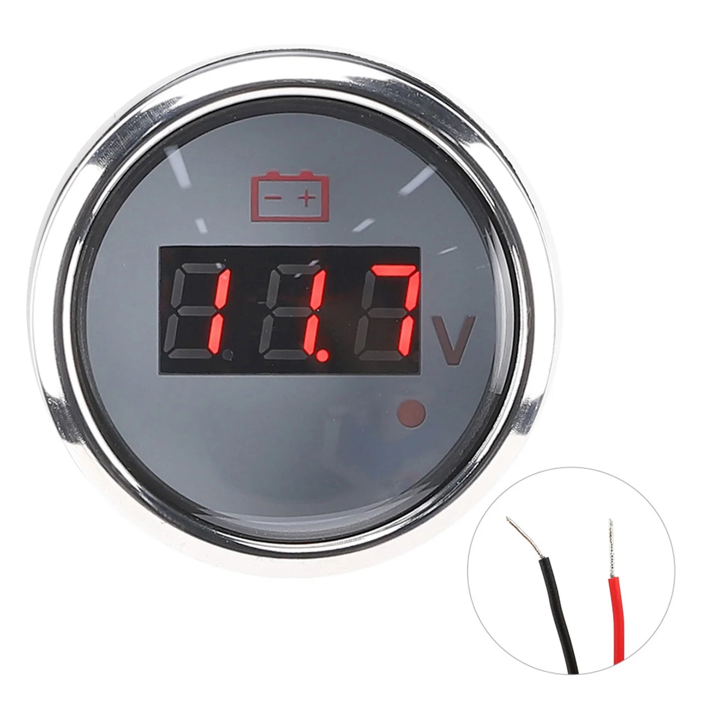 2in Battery Voltage Gauge LED Digital Display IP67 Waterproof Smart Alarm  for Boat Auto Voltage Gauge LED Voltmeter