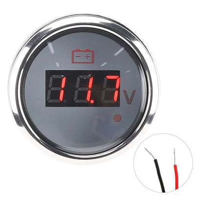 2in Battery Voltage Gauge LED Digital Display IP67 Waterproof Smart Alarm  for Boat Auto Voltage Gauge LED Voltmeter