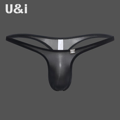 U＆I Men's Sexy Thong Underwear Ultra-Thin Micro-Transparent One-Piece Upward No Pouch Innerwear