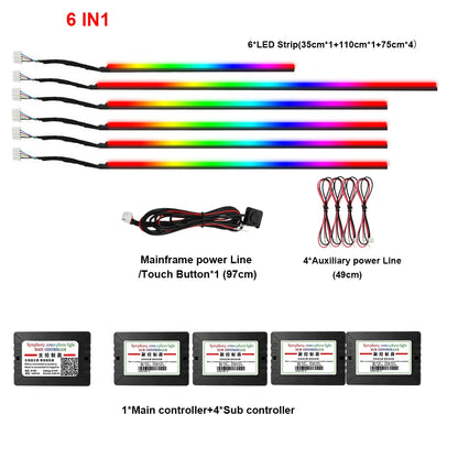 22in1 Symphony Car Ambient Light RGB 213 Color Universal Car Accessories Interior LED Lights Strip Acrylic Backlight Guide Light