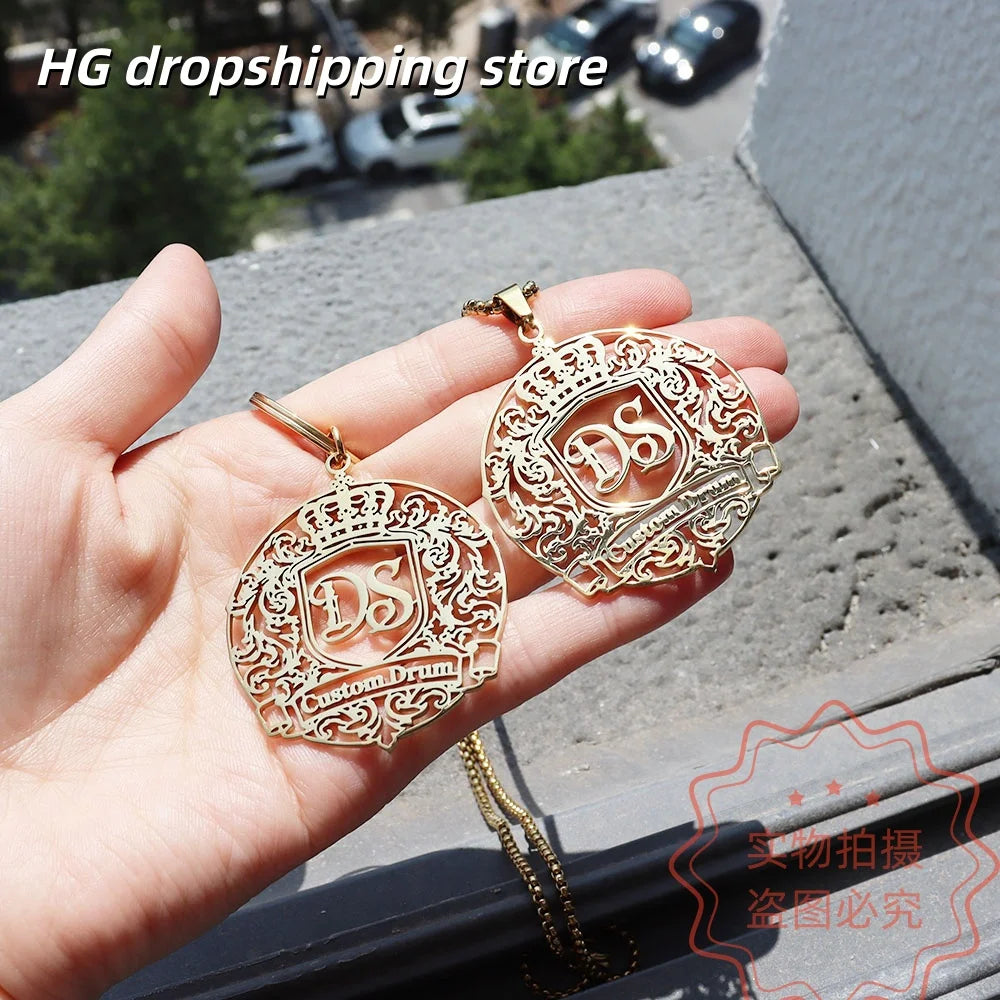 Custom Logo Pendant Necklace Personalized Picture Chain For Men Hiphop Punk Stainless Steel Thick Chain Jewelry For Birthday