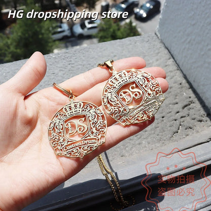 Custom Logo Pendant Necklace Personalized Picture Chain For Men Hiphop Punk Stainless Steel Thick Chain Jewelry For Birthday