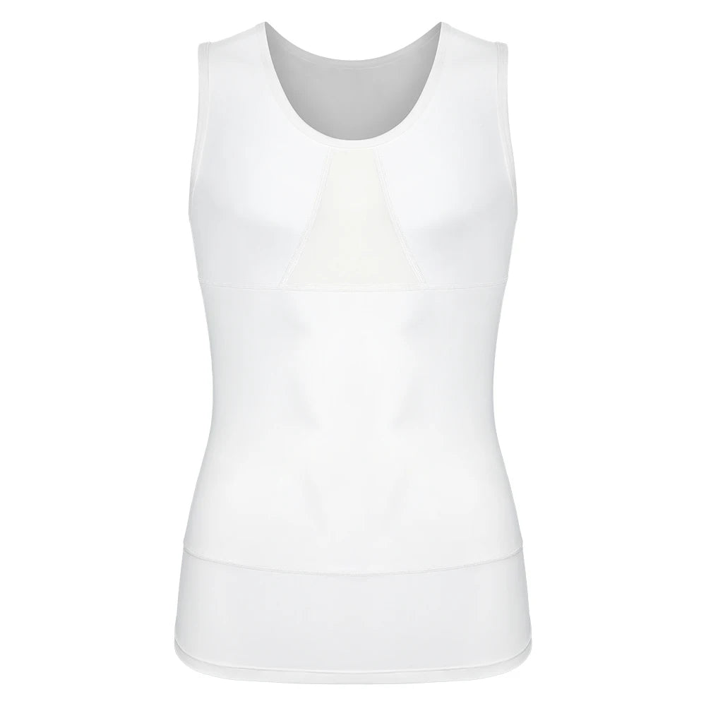 S-4XL Men's Slim Waist Shaper Vest Abdomen Sleeveless Top with Breathable Mesh Sportswear Fitness Black Nylon Cool Comfortable
