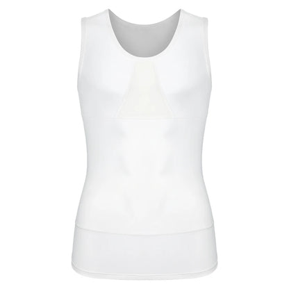 S-4XL Men's Slim Waist Shaper Vest Abdomen Sleeveless Top with Breathable Mesh Sportswear Fitness Black Nylon Cool Comfortable