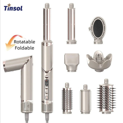 TINSOL New 8-in-1 Multi-Function Hair Dryer Set & Air Styling Curling Iron Set Hair Design Tools with Foldable Hair Dryer