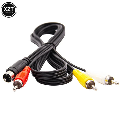 3RCA 1.8m 9 Pin Audio Video AV Cable for Sega Genesis 2 3 Game A/V Connection Adapter Cord Wire For SEGA Genesis II/III Game