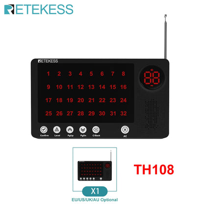 RETEKESS Caregiver Pager Emergency SOS Medical Alert System TH108 Screen Receiver SOS Call Buttons For Patients Hosptial Clinic