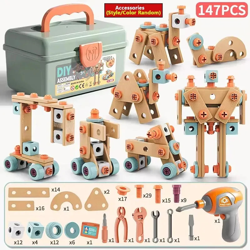 Kids Tool Set Toys DIY Nut Assembly Pretend Play Repair Construction Tool Kit for Toddlers Educational Toys Boys Girls Xmas Gift