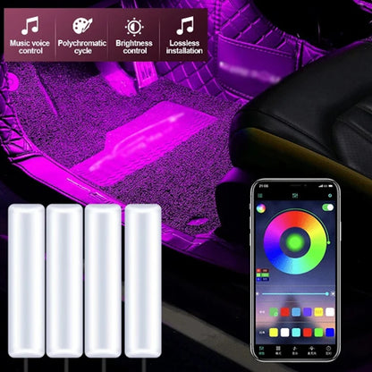 LED RGB Car Foot Ambient Light With USB Wireless Remote Voice Music APP Control Cigarette Lighter Car Footwell Lights