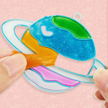 No-bake Crystal Glue Painting Set Children's Handmade DIY Jewelry Hangings Coloring Paint Painting Cream Glue Girl Gift