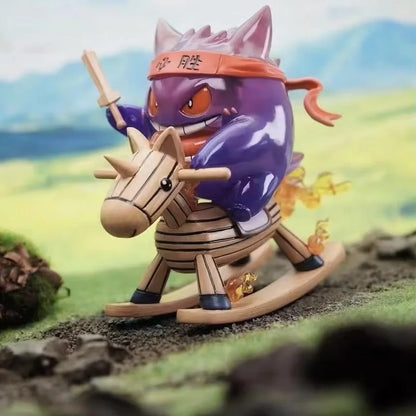 Hot Pokemon Anime Figures Psyduck Figure Gengar Riding A Rocking Horse Action Figurine Pvc Statue Model Dolls Childrens Toy Gift