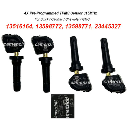 4PCS 315MHz Tire Pressure Sensor TPMS 13516164 13598772 13598771 23445327 13586335 For Chevrolet Blazer Bolt Cruze Malibu Spark