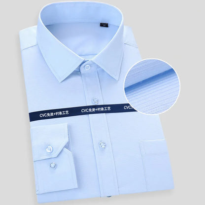 High Quality 100% Cotton Men Dress Long Sleeve Shirt New Solid Male Plus Size Regular Fit Stripe Business Shirt White Blue 8XL