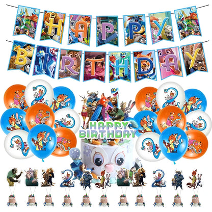 NEW Zootopia Party Favor Zootopia 2 Birthday Decoration Judy Nick Gary Party Supplies Zootropolis Coil Notebook Box Bag Card Kid