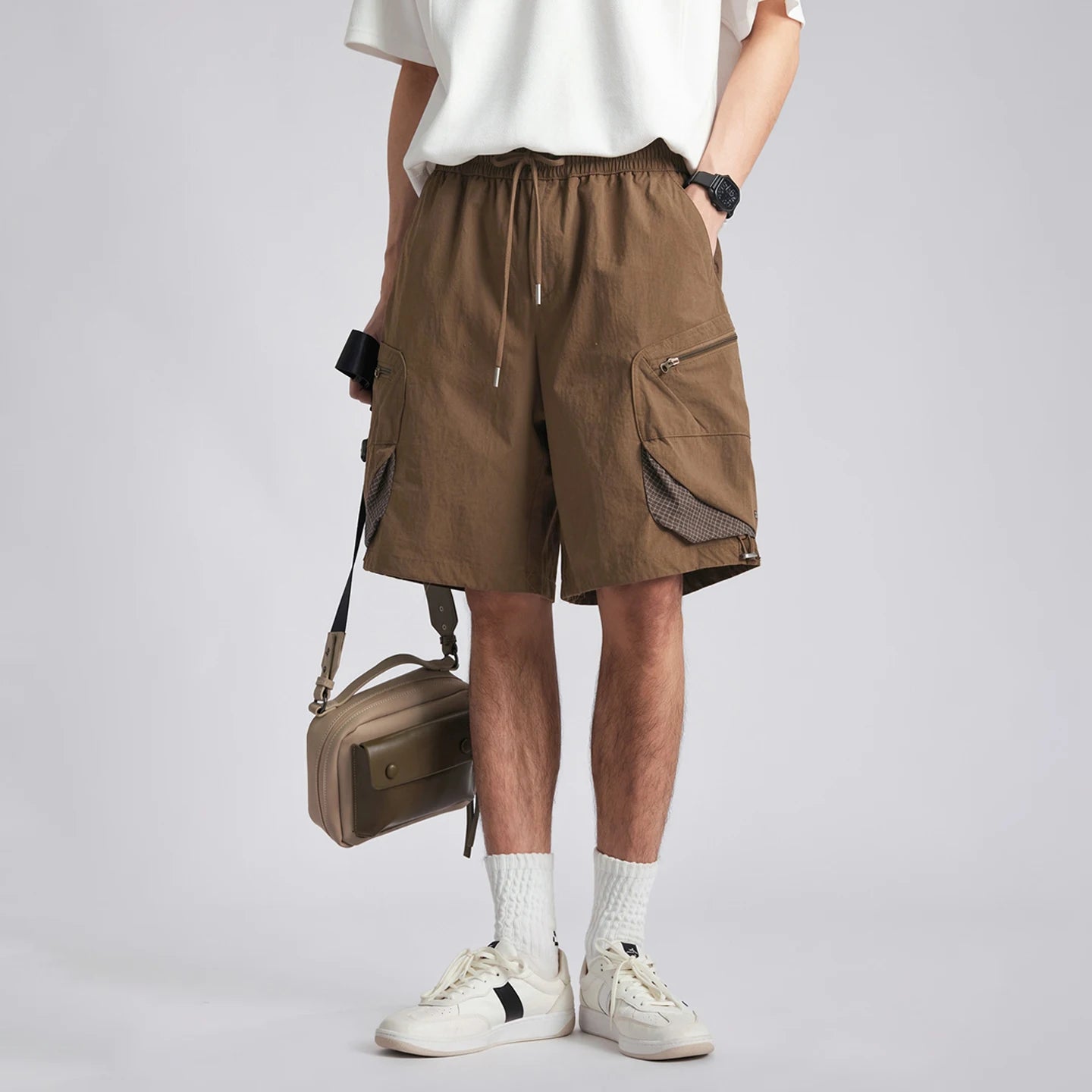 Fashion Men Quick Dry Breathable Outdoor Cargo Shorts 2026 Summer Loose Multi Pocket Retro Casual Commute Five Points Shorts