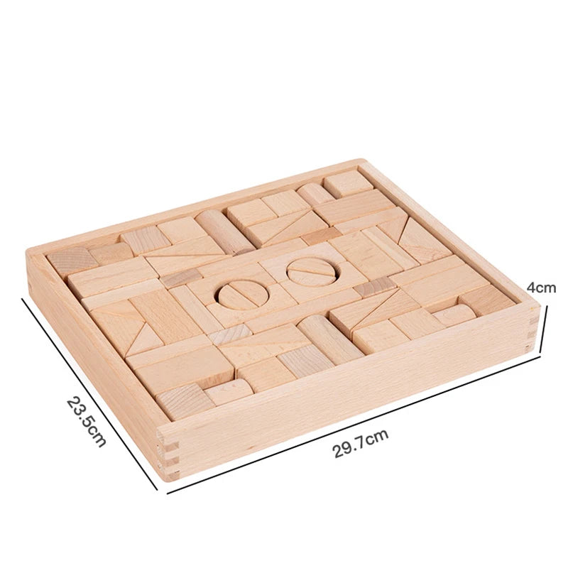 Big Size Wooden Blocks Rainbow Building Blocks Stacking Wood Toy Shape Color Cognitive Learning Toys Montessori Early Education